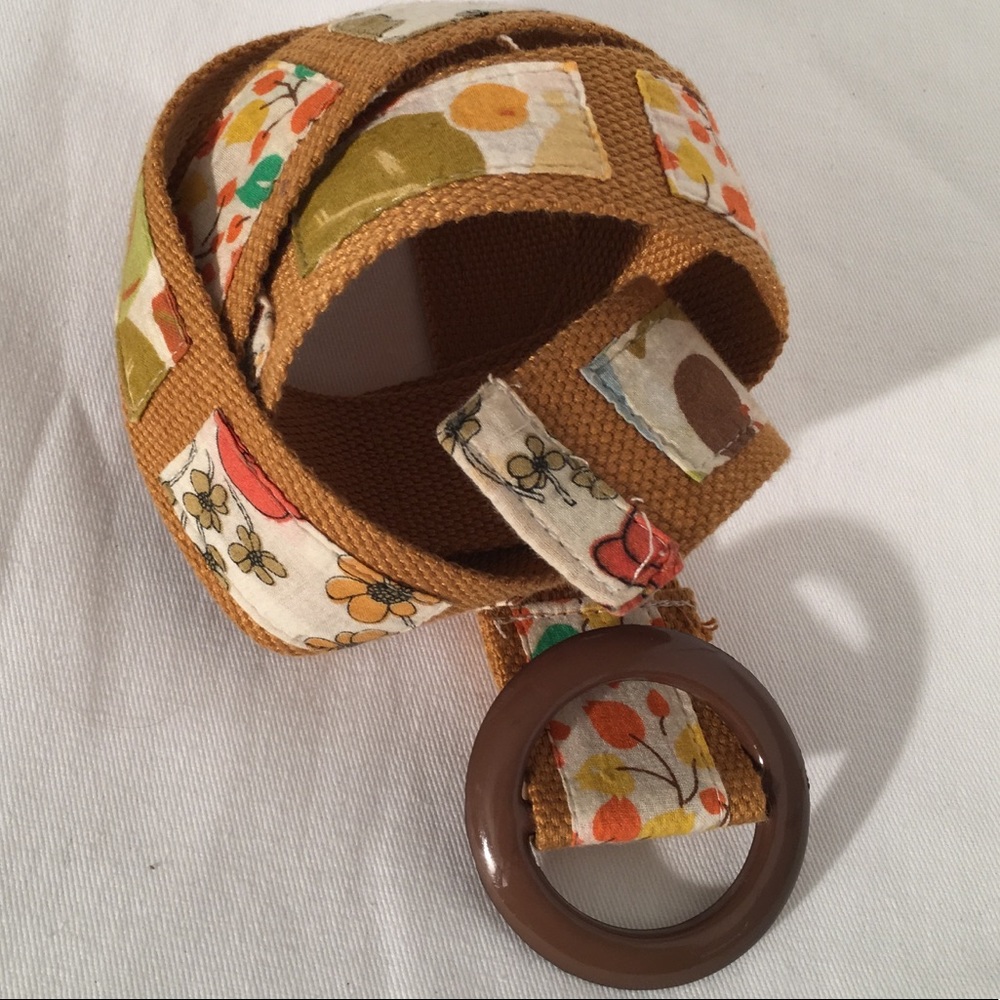 Belt Boho Chic Brown Web w Fruit & Leave Panels